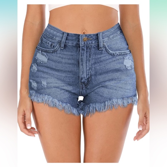 πHost Pickπ High Rise Light Wash Stretchy Distressed Shorts Size XS - Picture 12 of 14